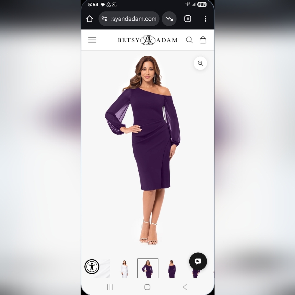 Betsy & Adam Women's Elegant Purple One-Shoulder Dress